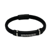 Men's Stainless Steel Braided Black Leather Bracelet - Stylish & Durable