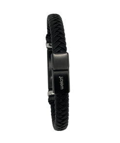 Men's Stainless Steel Braided Black Leather Bracelet - Stylish & Durable - Image 3