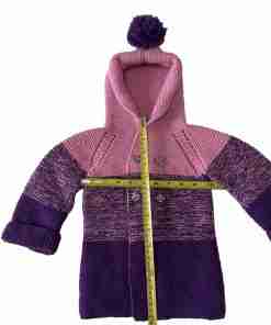 Hand Knitted Baby Bennie Hoodie - Pink & Purple Winter Sweater with 4 Buttons - SANIYE - Image 7