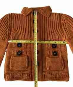 SANIYE Hand Knitted Baby Polo Collered Neckline Autumn Orange Black Button Up - Image 4
