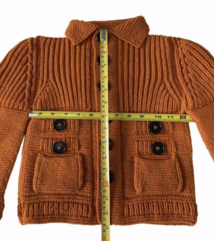 SANIYE Hand Knitted Baby Polo Collered Neckline Autumn Orange Black Button Up - Image 4