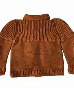 SANIYE Hand Knitted Baby Polo Collered Neckline Autumn Orange Black Button Up - Image 3