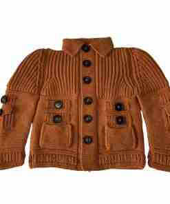Alternative view of SANIYE Hand Knitted Baby Polo Collered Neckline Autumn Orange Black Button Up