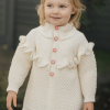 Hand Knitted Baby Turtleneck Spring Button Up - Pink Floral - SANIYE