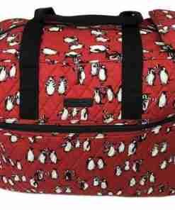 Vera Bradley Medium Traveler Bag Playful Penguins Red