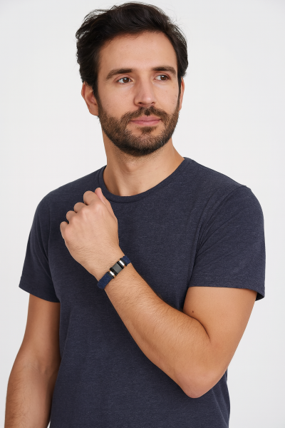 Men's Stylish & Durable Stainless Steel Braided Black Leather Bracelet