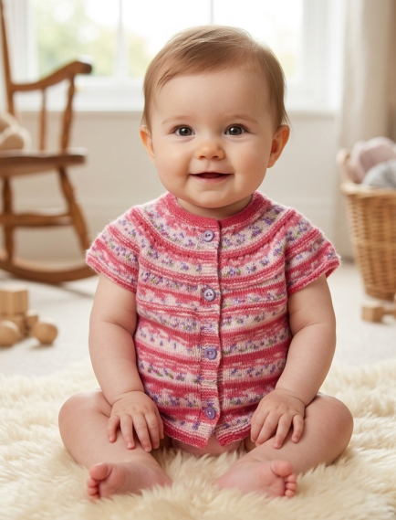 SANIYE Baby Girls Pink Fair Isle Knit Dress